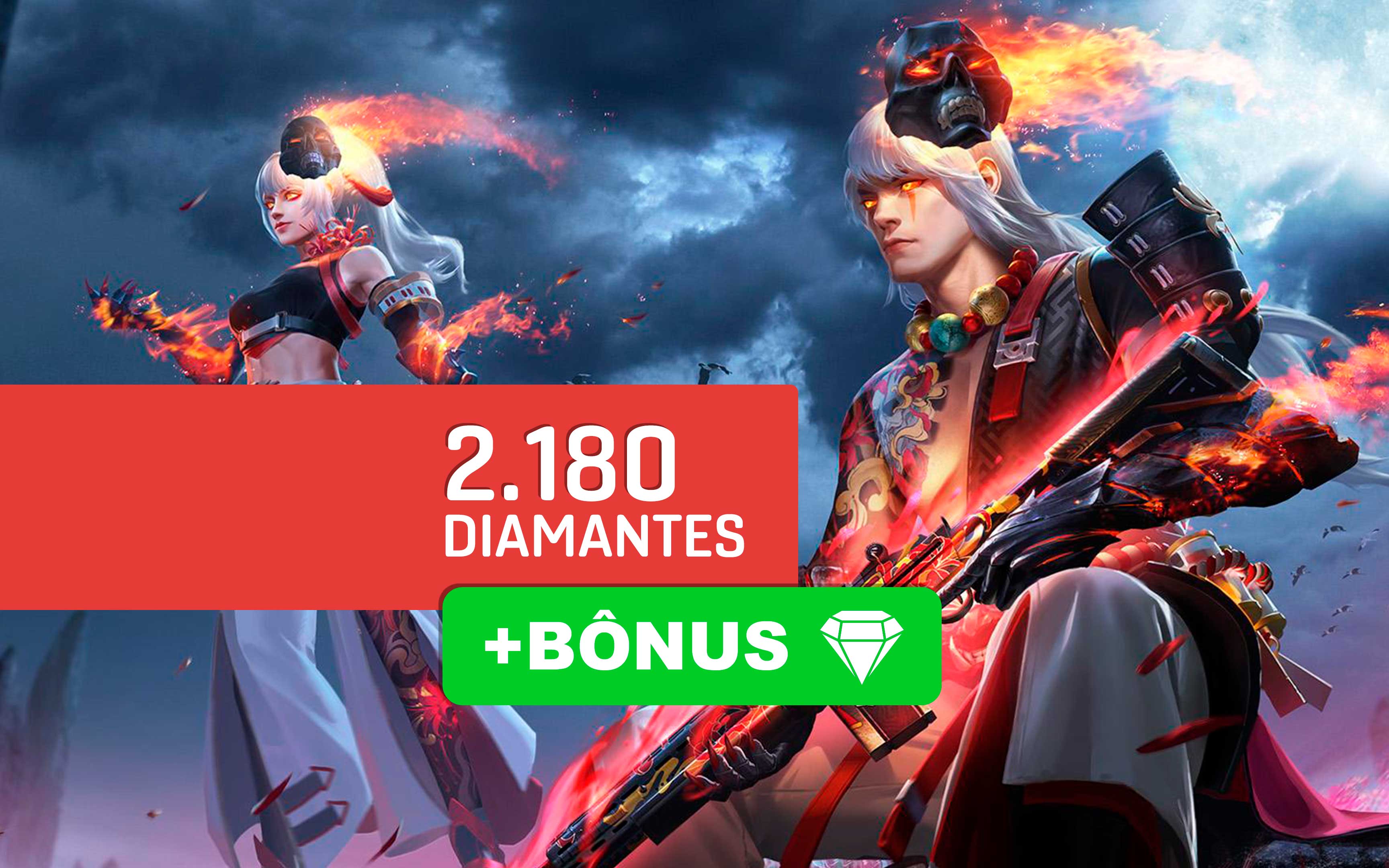 2180 Diamantes +10% bônus - Free Fire